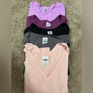 Buddle: 5 tees from PINK by Victoria secret v-neck t-shirts. Various colors.